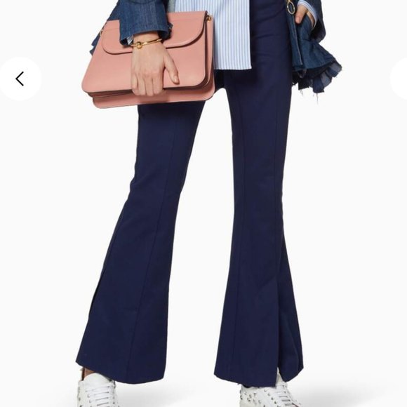 MAGGIE MARILYN She's Still A Dreamer Cotton Flared Pants In Navy size 8 UK 12 - Picture 2 of 4